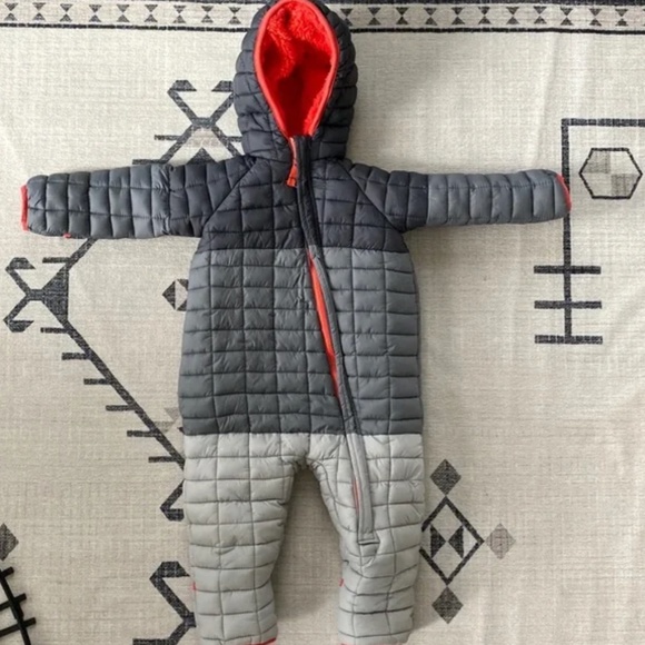 Snozu Puffer One Piece Snow Suit Grey and Orange 24m 2T Toddler Unisex Boy Girl - Picture 1 of 2